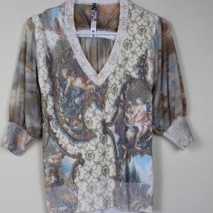 Wagoon  Renaissance Jersey Sheer Mesh Top.